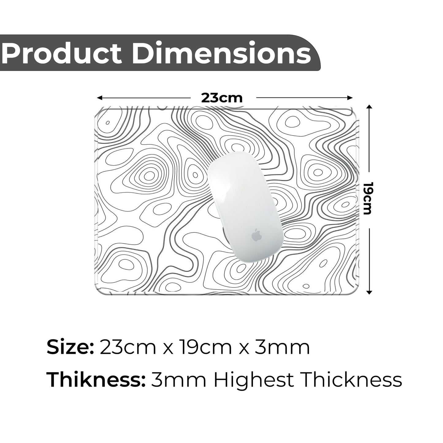 White Topography - S Size Mousepad