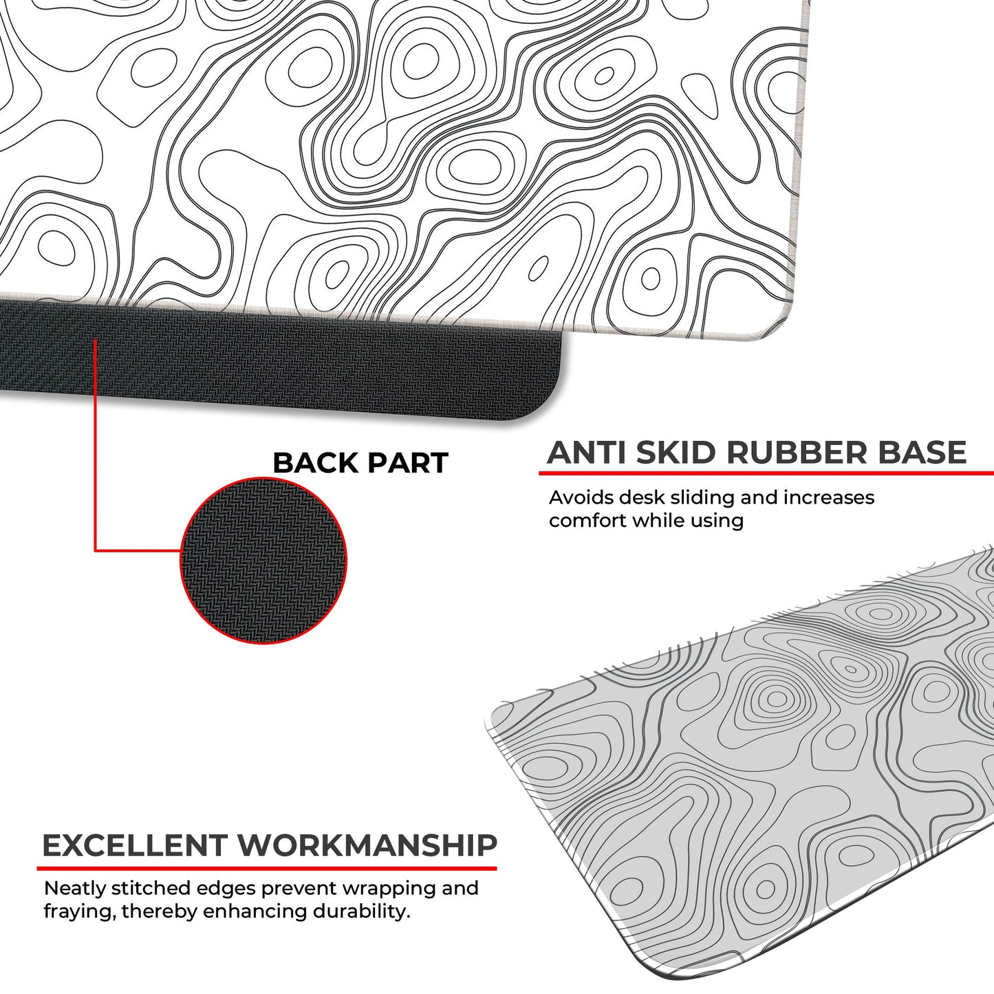 White Topography - XXL Mousepad