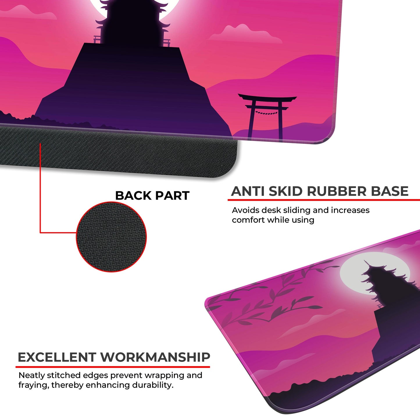 Pink Japanese Temple - XXL Mousepad