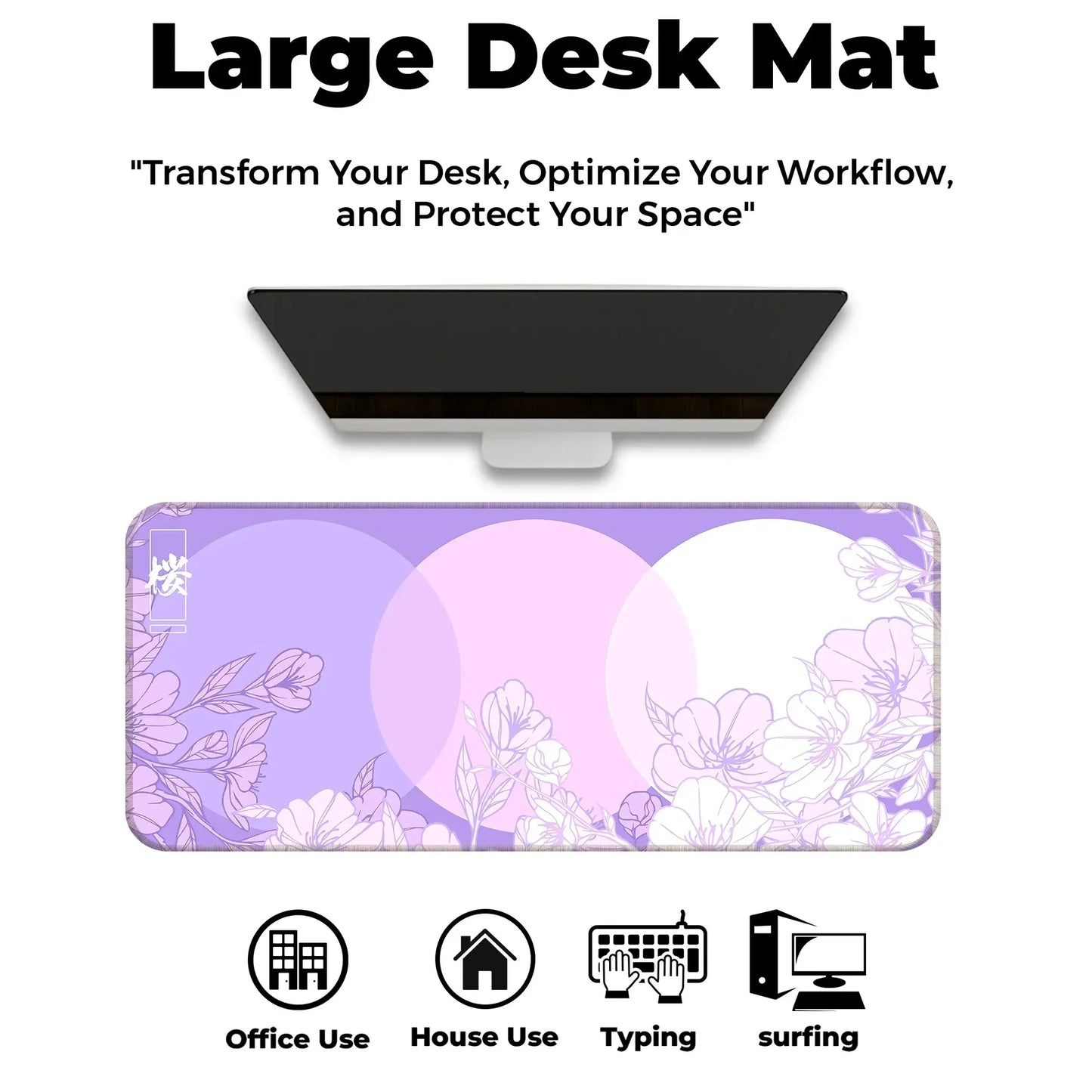 Sakura Circles - Lavender - XL Mousepad