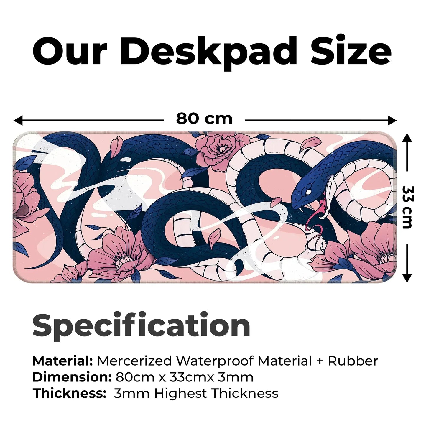 Sakura Snakes - Blue - E-XL Mousepad