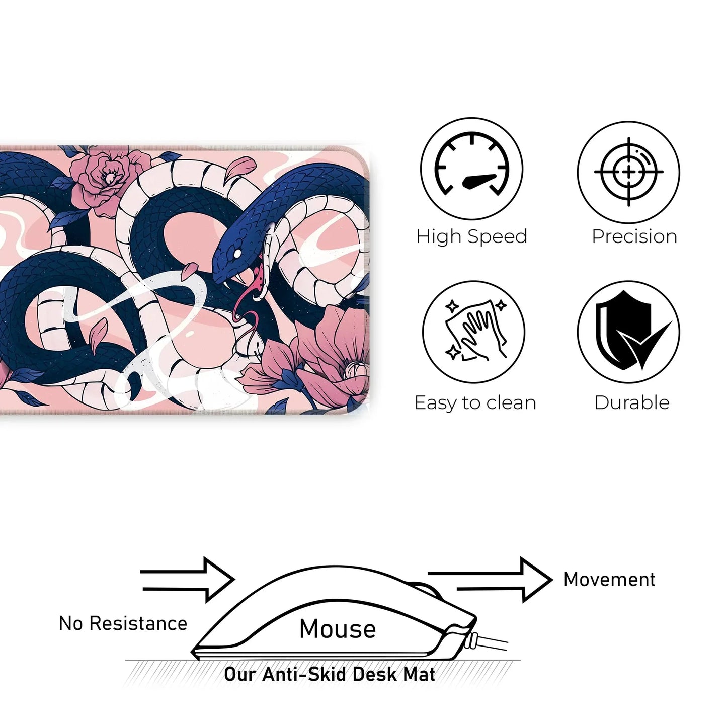 Sakura Snakes - Blue - E-XL Mousepad
