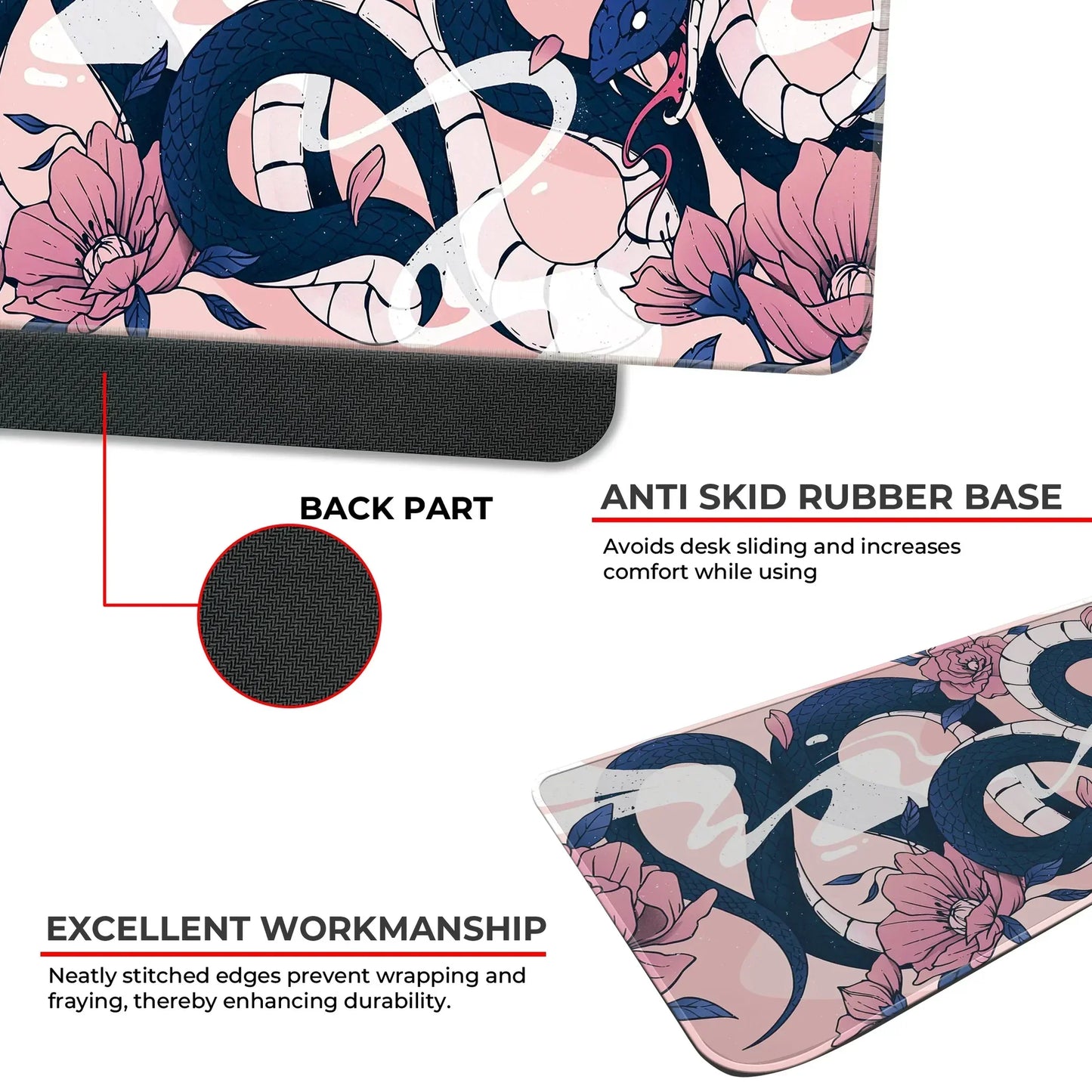 Sakura Snakes - Blue - XXL Mousepad