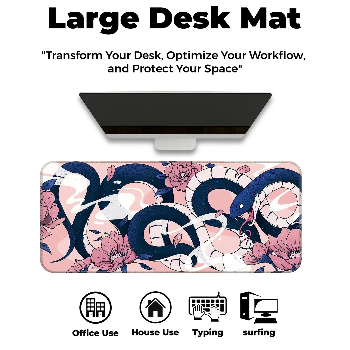 Sakura Snakes - Blue - E-XL Mousepad