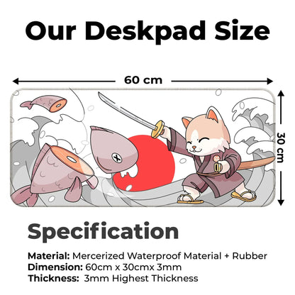 Japanese Cat - White - XL Mousepad