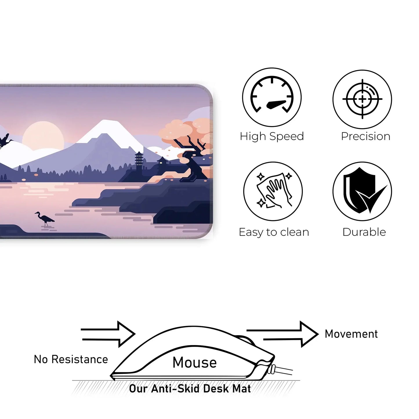 Mountains Art - Lavender - E-XL Mousepad