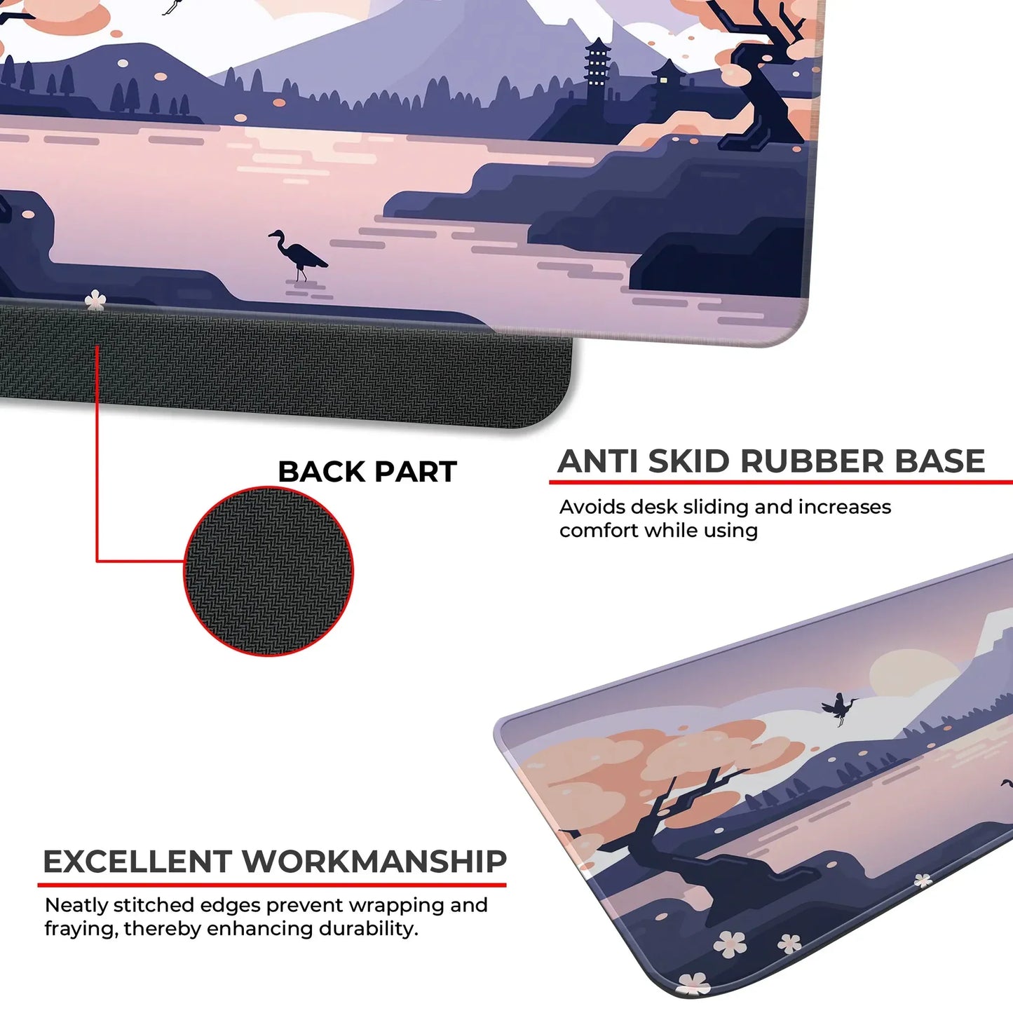 Mountains Art - Lavender- XL Mousepad
