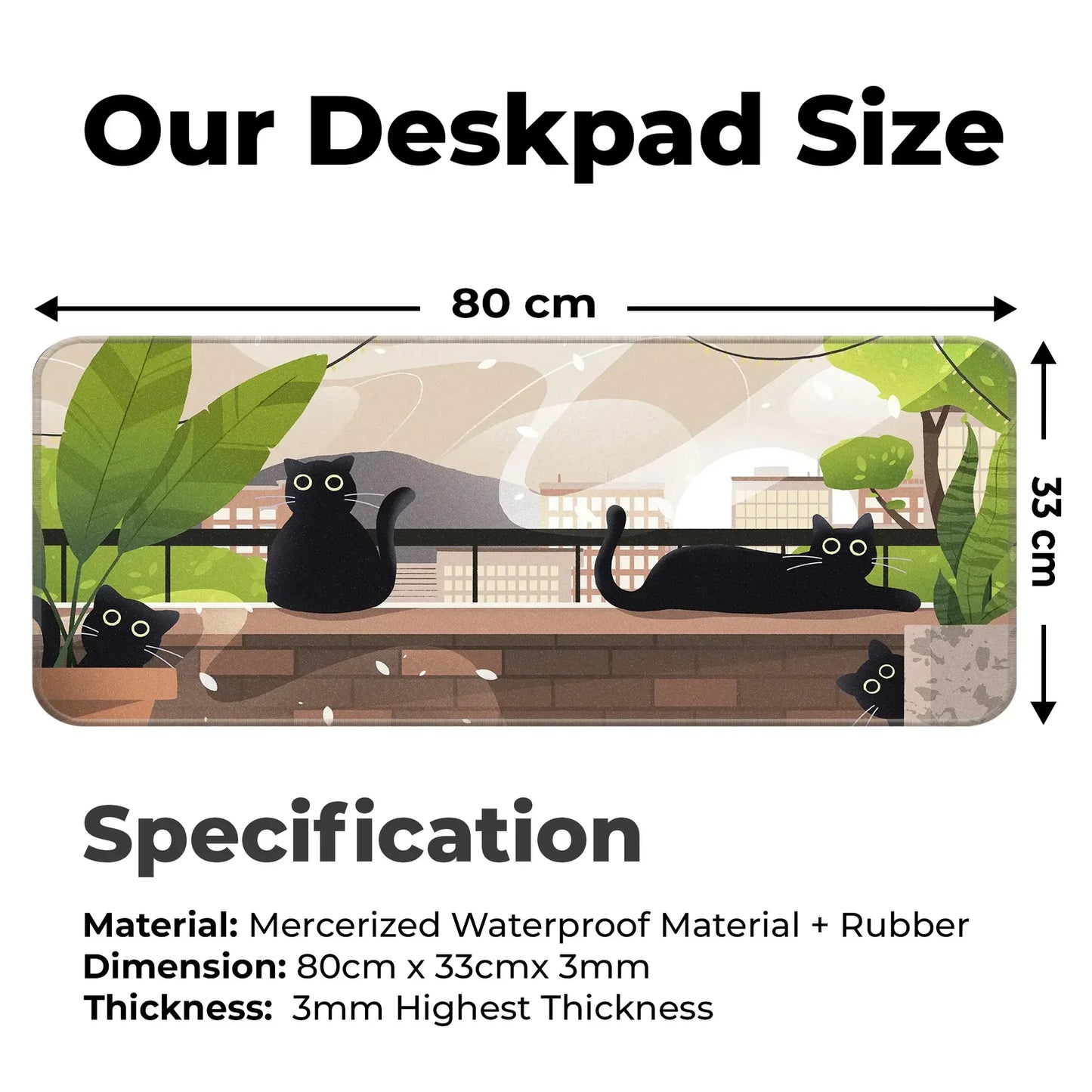 Relaxed Black Kittens - Green - E-XL Mousepad