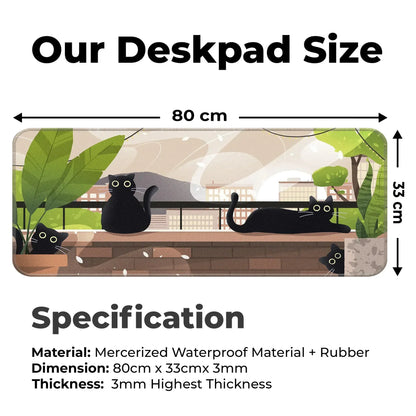 Relaxed Black Kittens - Green - E-XL Mousepad