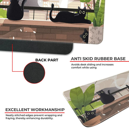Relaxed Black Kittens - Green - XL Mousepad