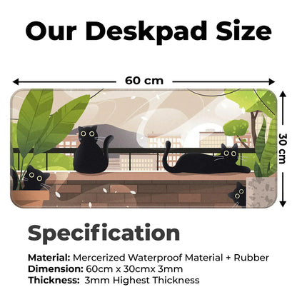 Relaxed Black Kittens - Green - XL Mousepad