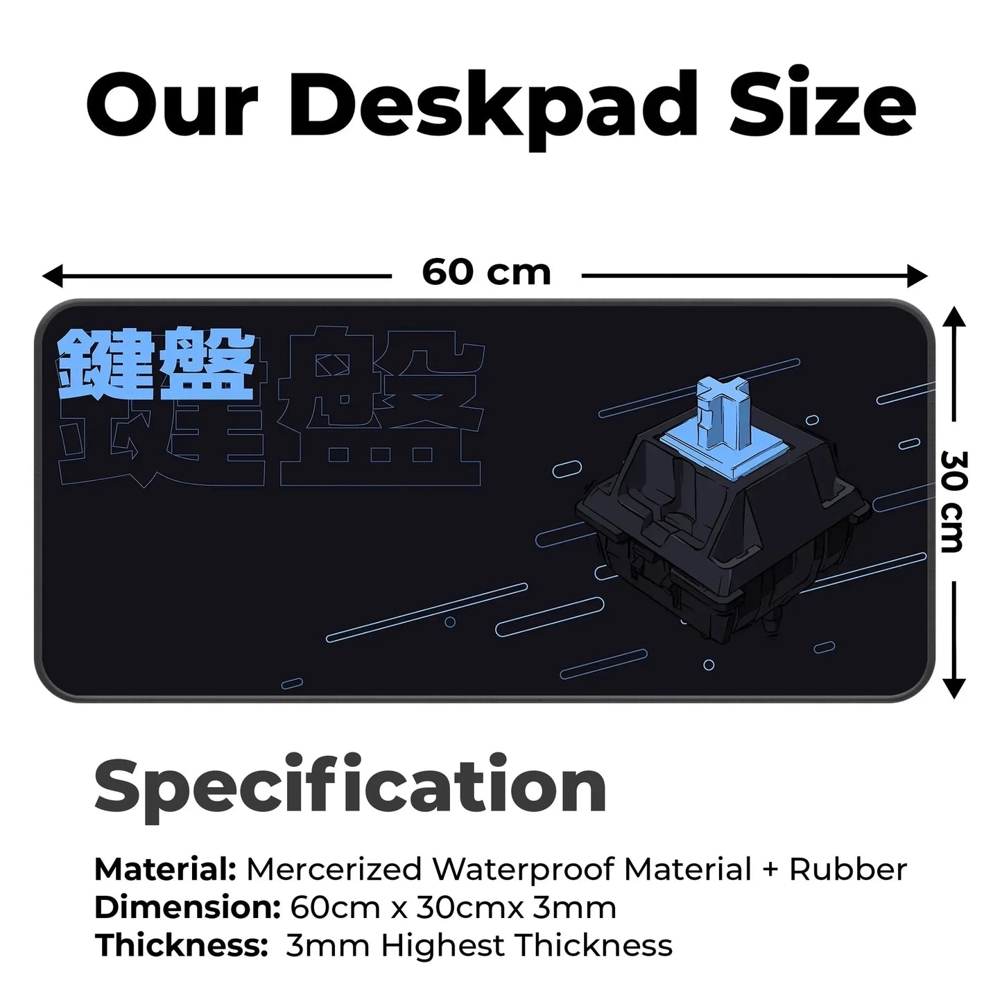 Keycap Abstract - Blue - XL Mousepad