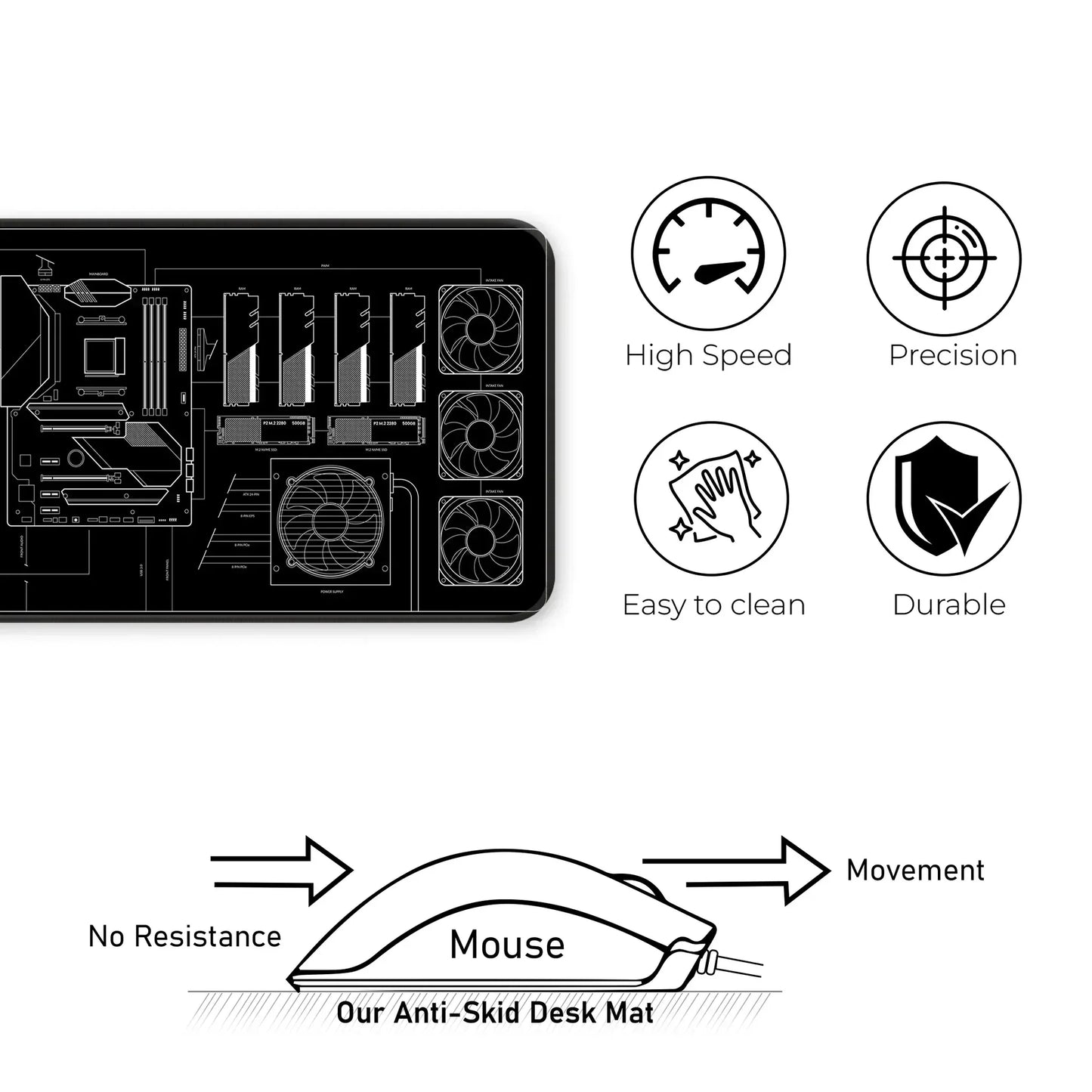 PC Building Guide - Black - XL Mousepad