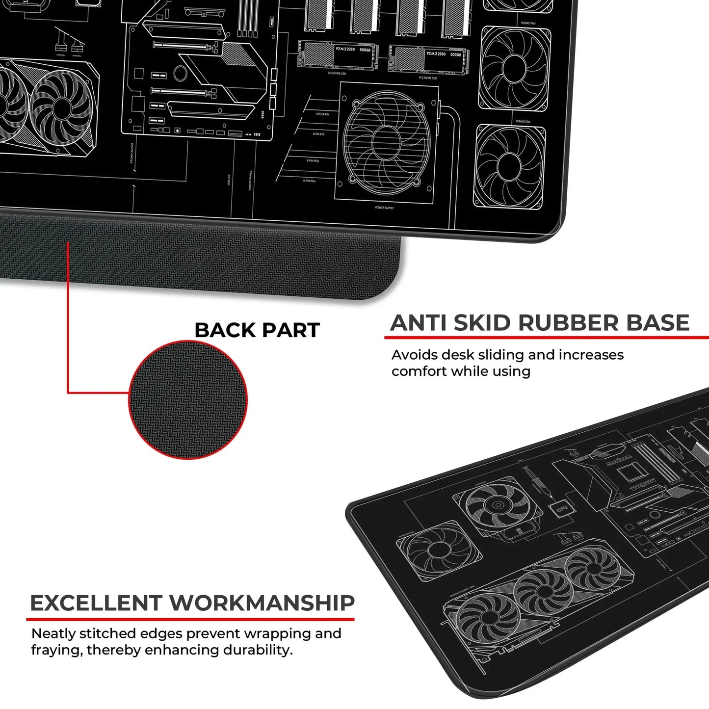 PC Building Guide - Black - E-XL Mousepad