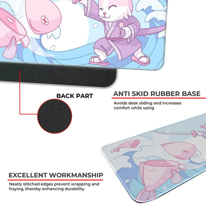 Japanese Cat - Blue - XL Mousepad