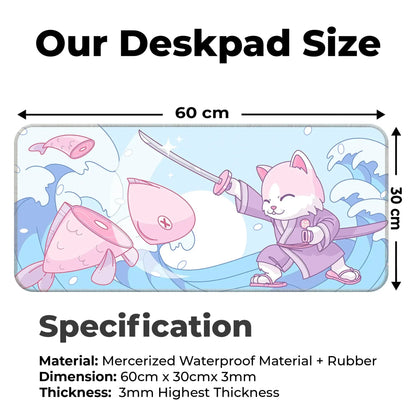 Japanese Cat - Blue - XL Mousepad