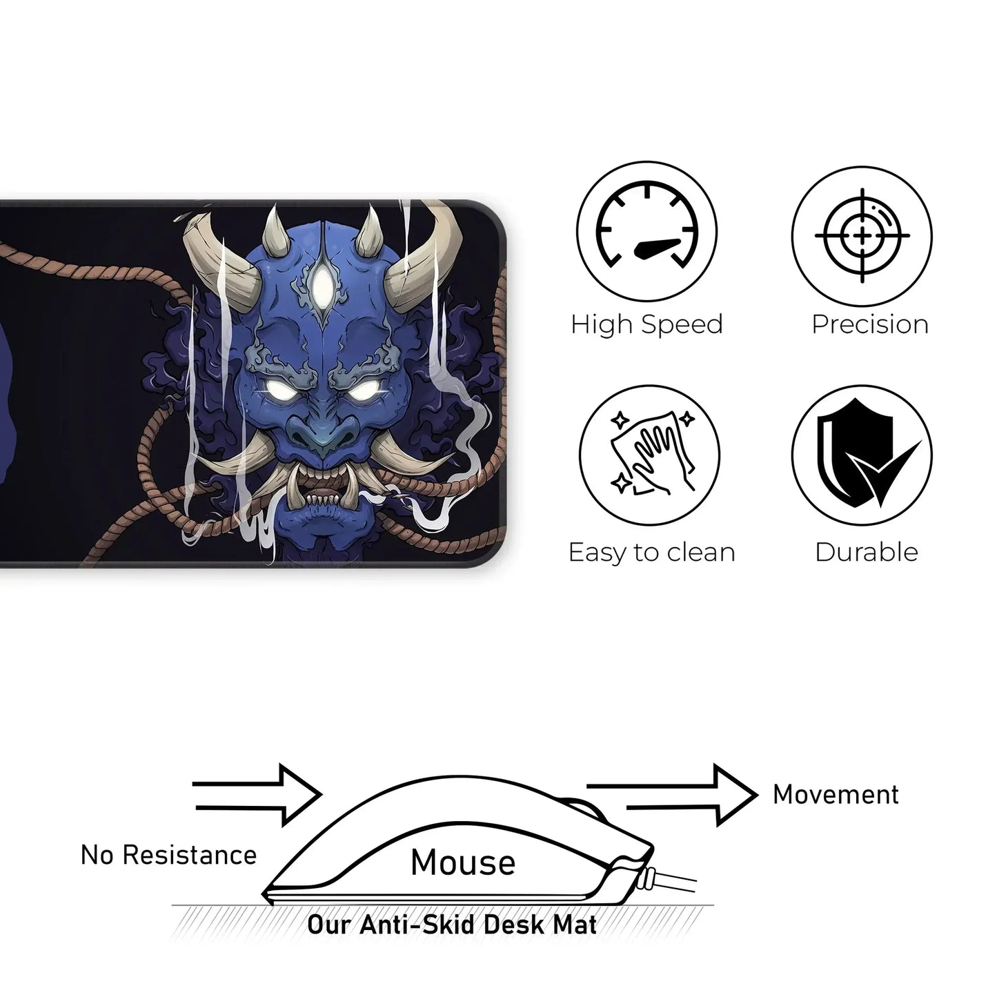Demon Oni - Blue - XL Mousepad