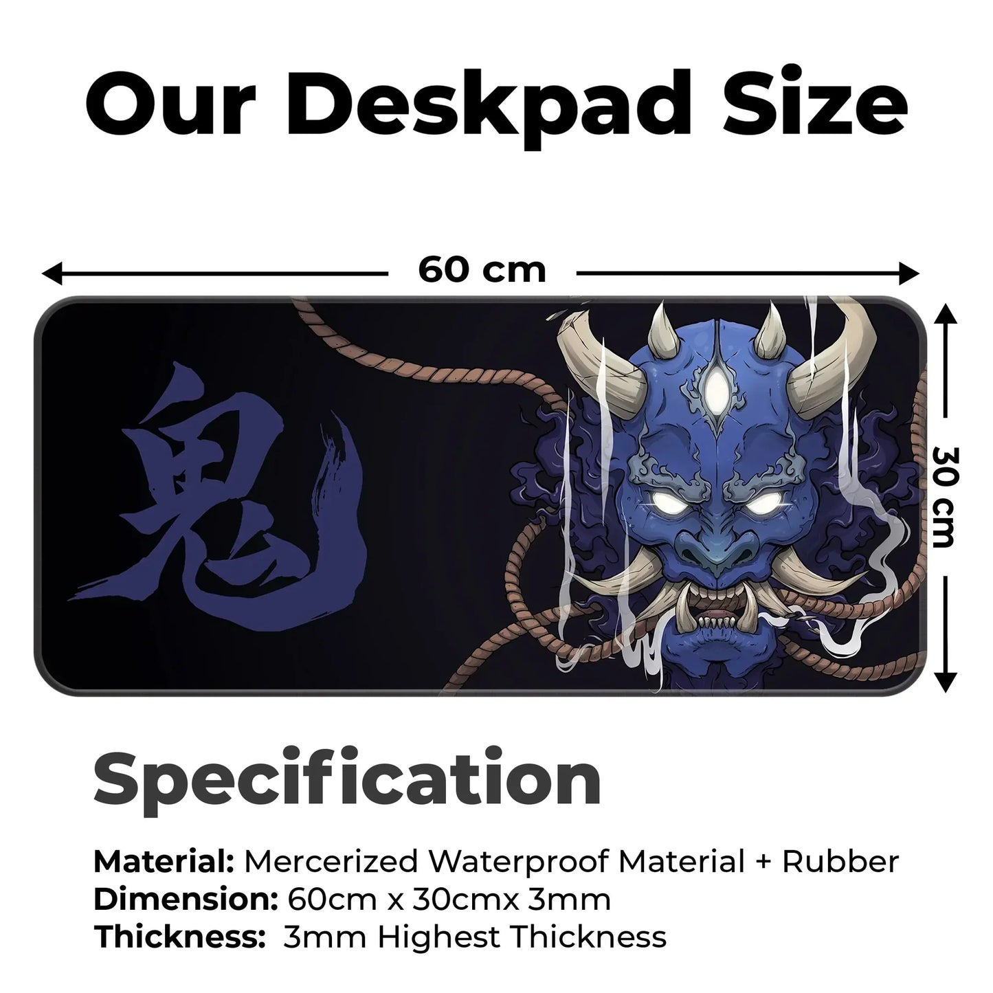 Demon Oni - Blue - XL Mousepad