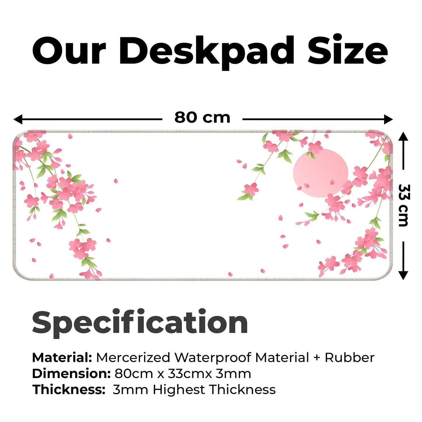 Sakura Petals Moon - White - E-XL Mousepad