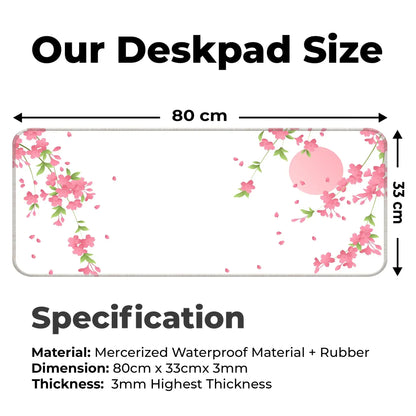 Sakura Petals Moon - White - E-XL Mousepad