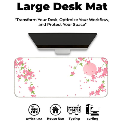 Sakura Petals Moon - White - XL Mousepad