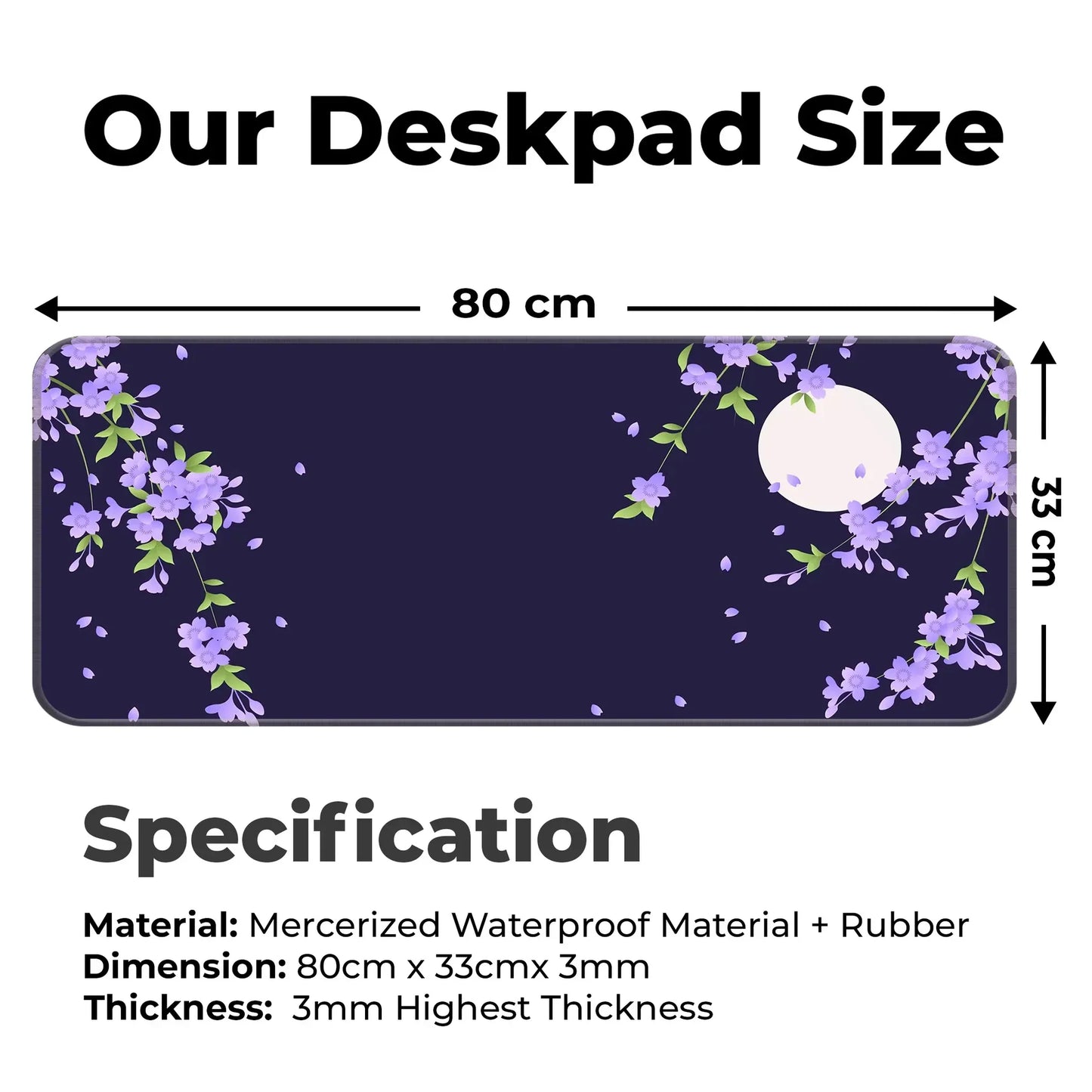 Sakura Petals Moon - Purple - E-XL Mousepad