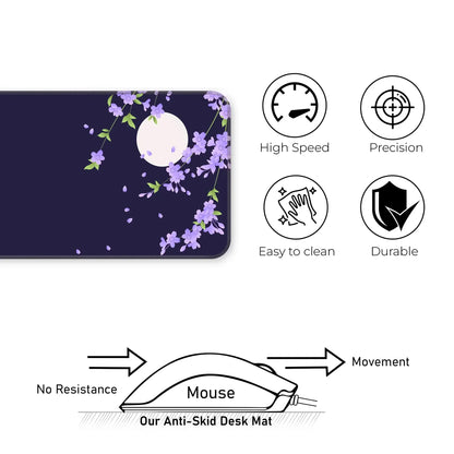 Sakura Petals Moon - Purple - XL Mousepad