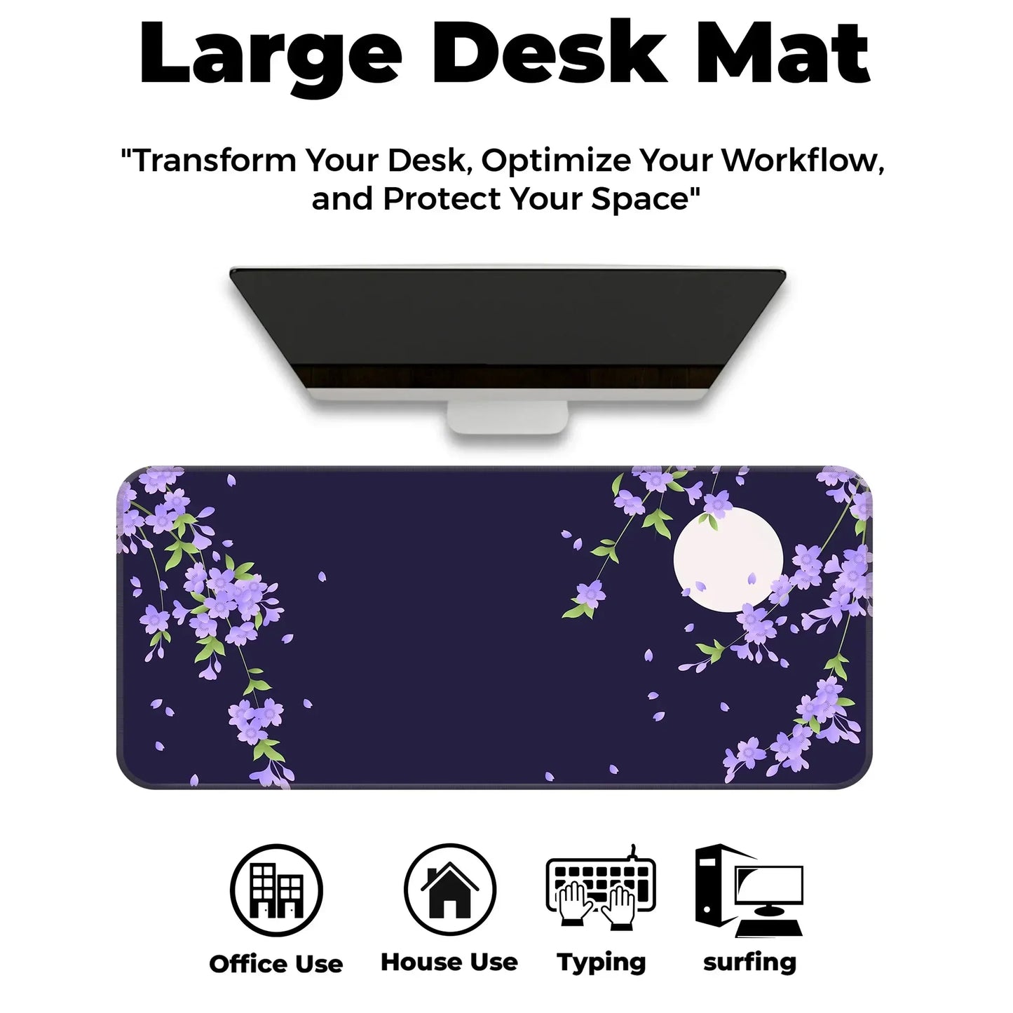 Sakura Petals Moon - Purple - XL Mousepad