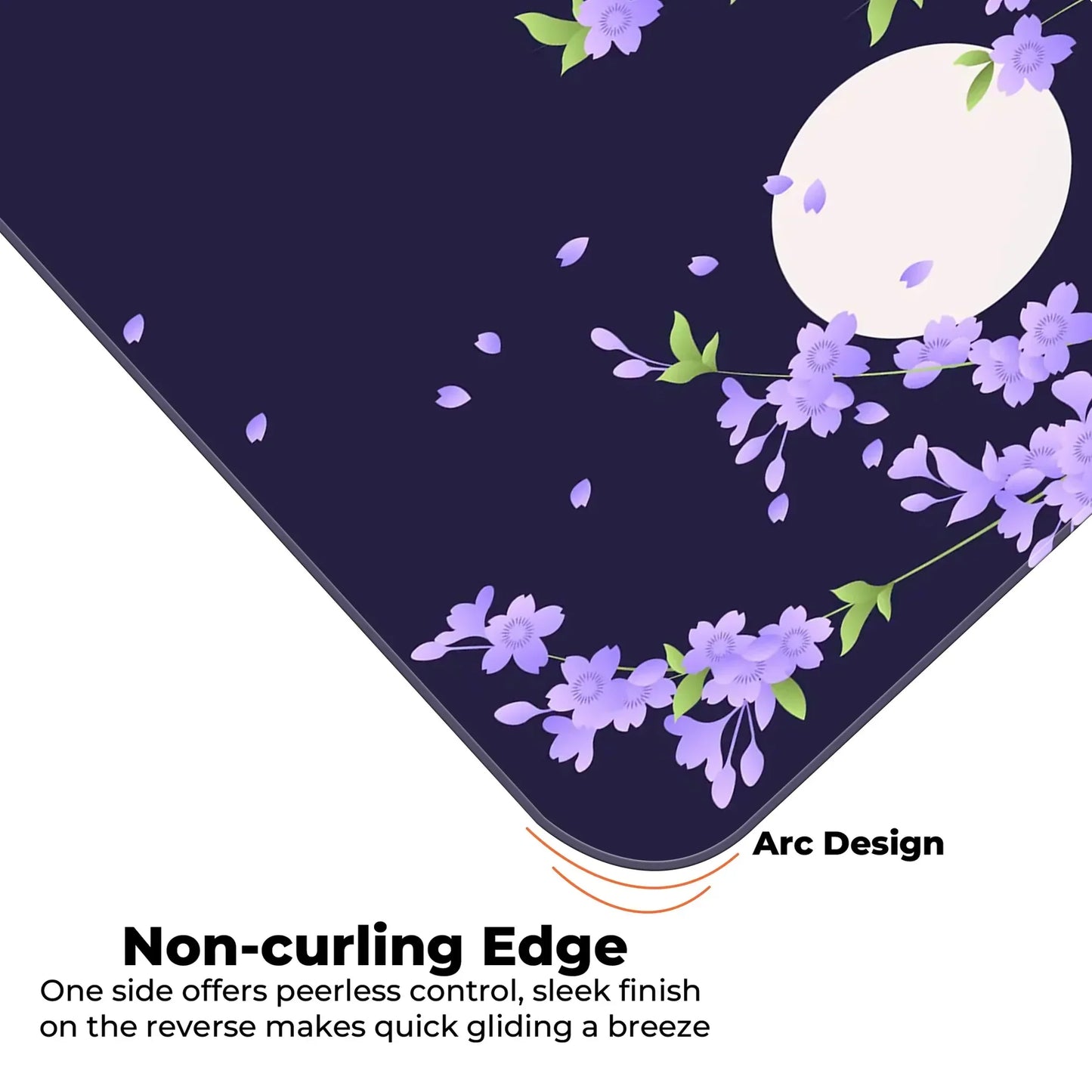 Sakura Petals Moon - Purple - XL Mousepad