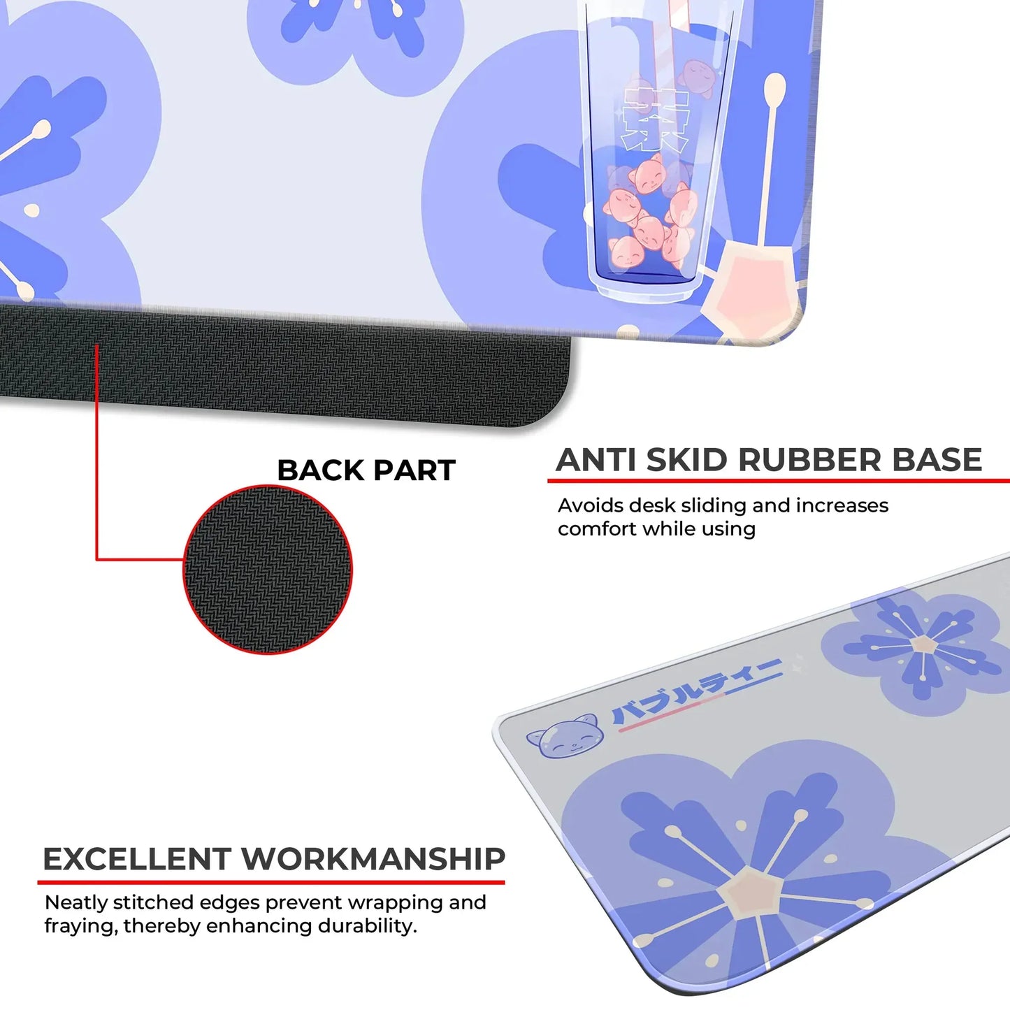 Bubble Tea Cup - Blue - E-XL Mousepad