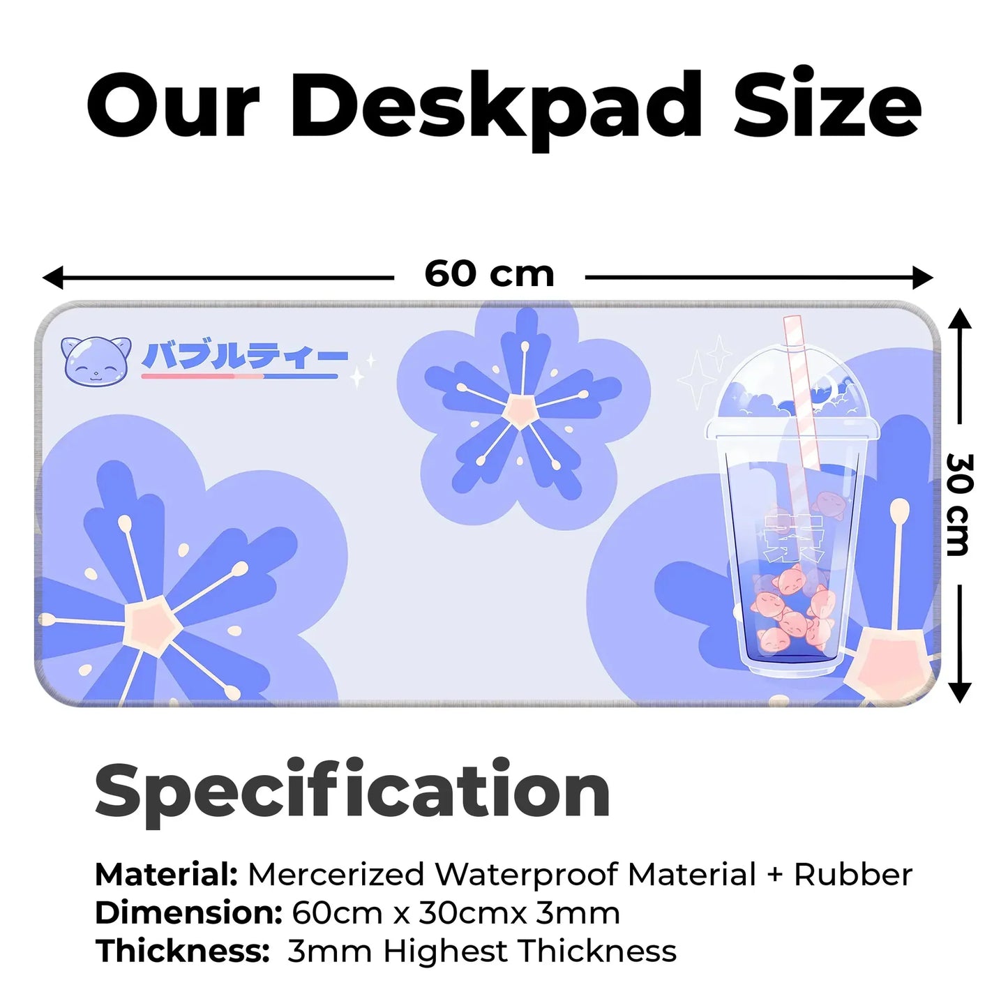 Bubble Tea Cup - Blue - XL Mousepad