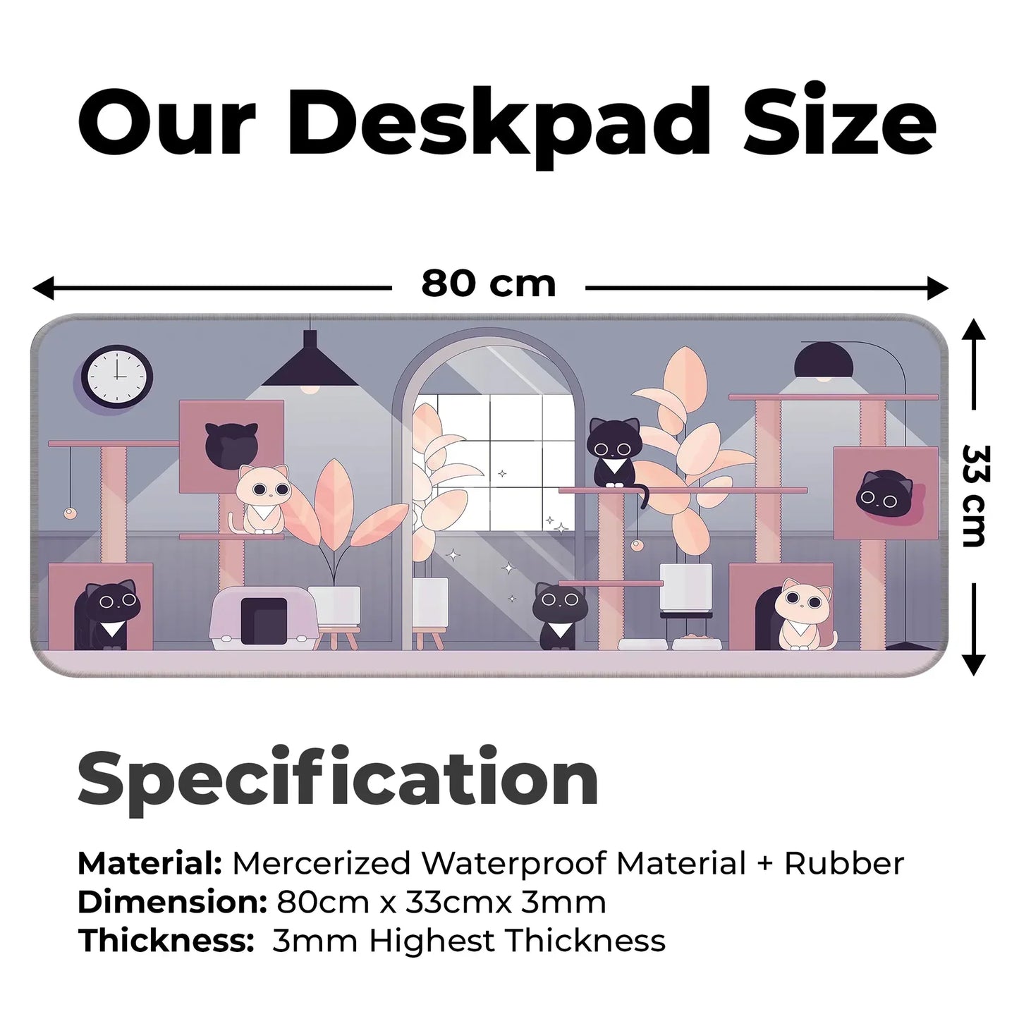 Relaxed Black Kittens - Lavender - E-XL Mousepad
