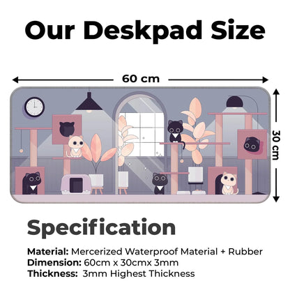 Relaxed Black Kittens - Lavender - XL Mousepad