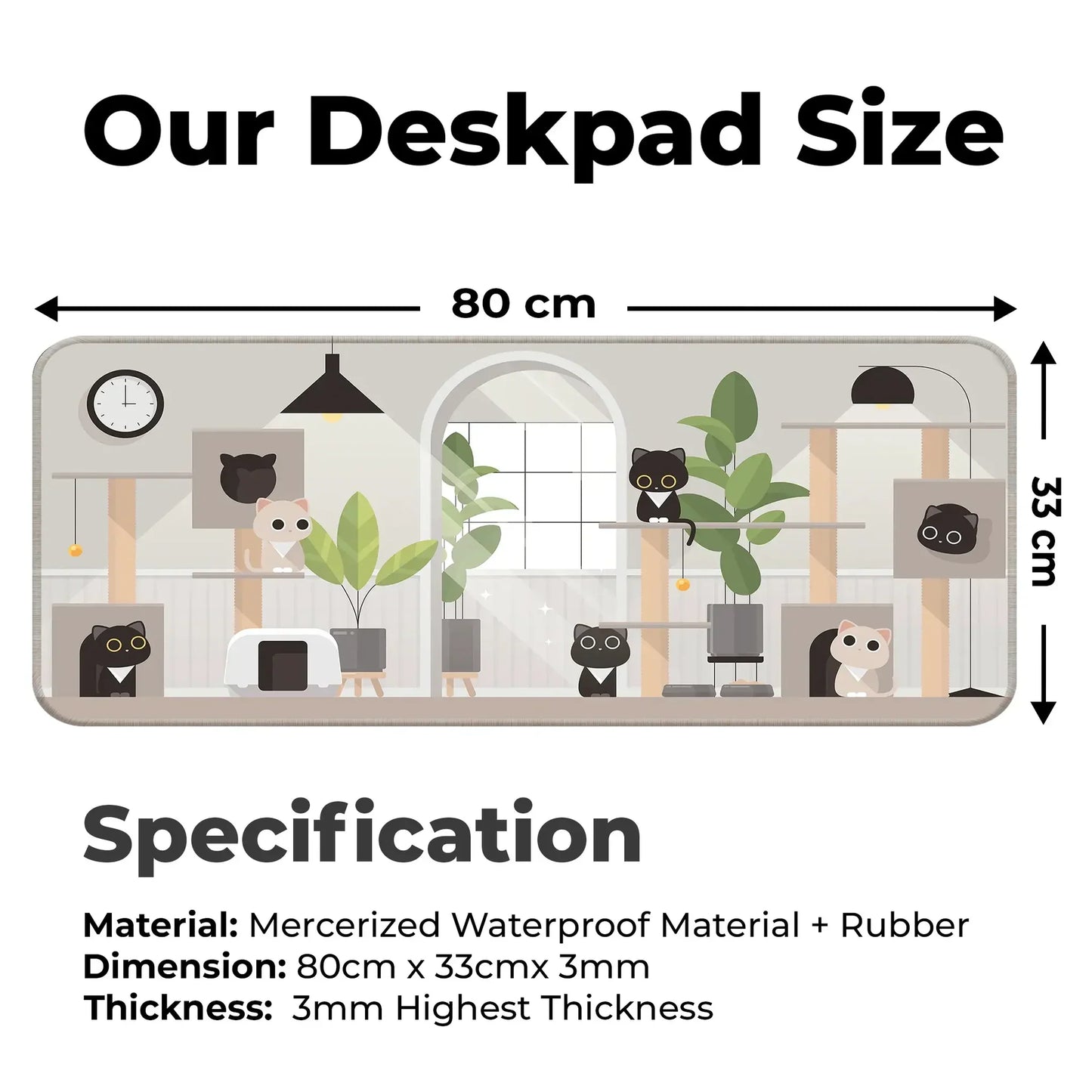Playing Black Kittens - Grey - E-XL Mousepad