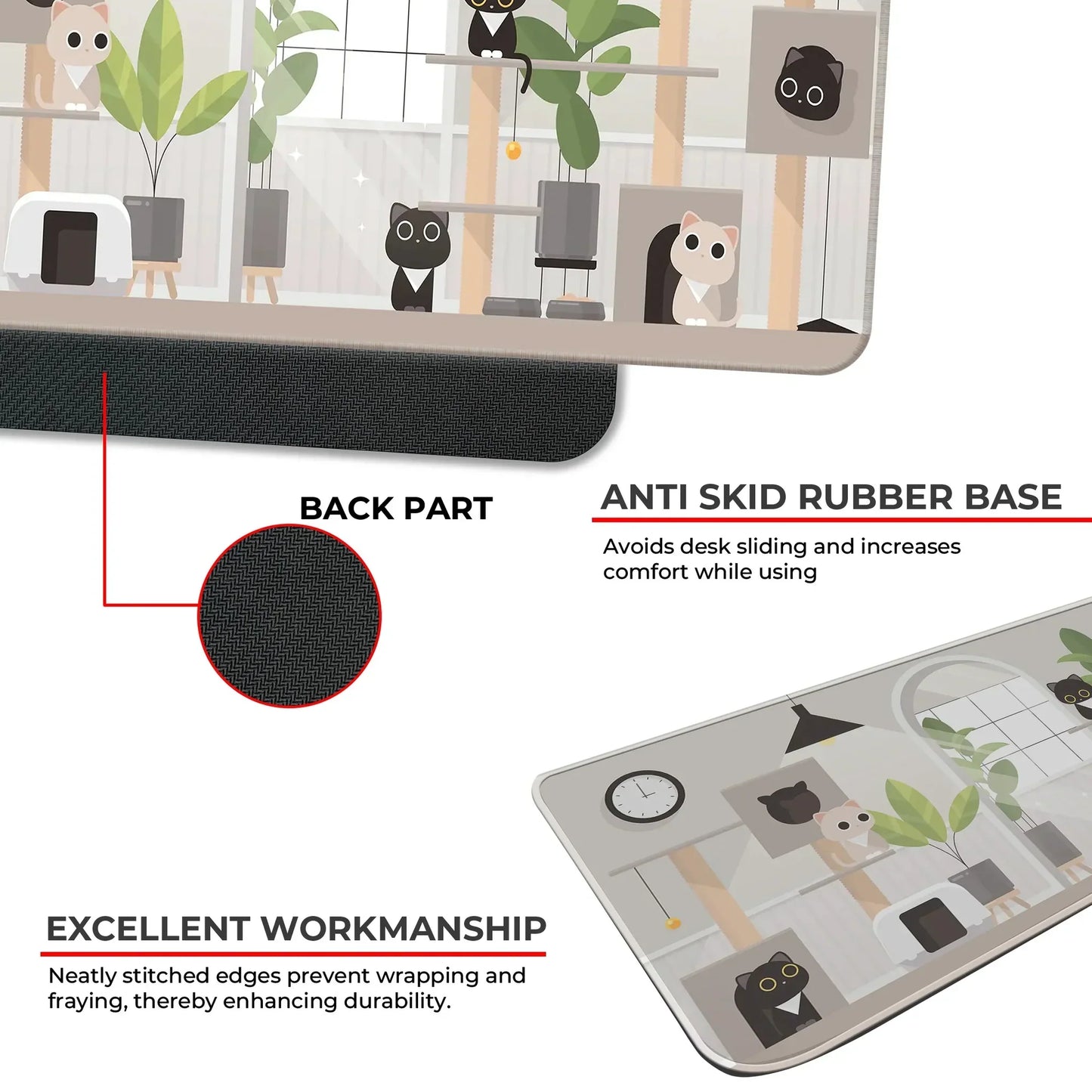 Playing Black Kittens - Grey - XXL Mousepad