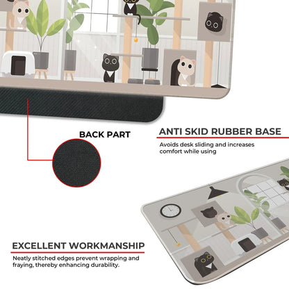 Playing Black Kittens - Grey - XL Mousepad