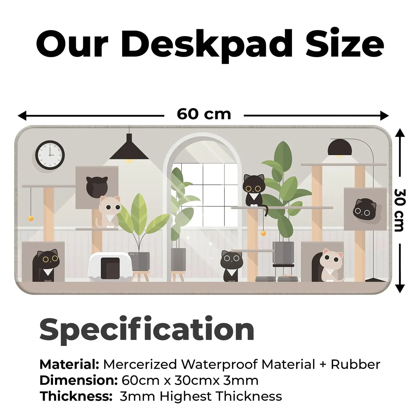 Playing Black Kittens - Grey - XL Mousepad