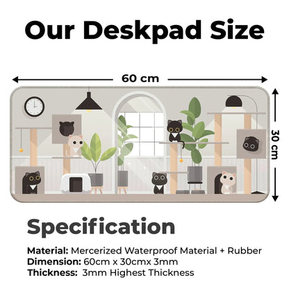 Playing Black Kittens - Grey - XL Mousepad