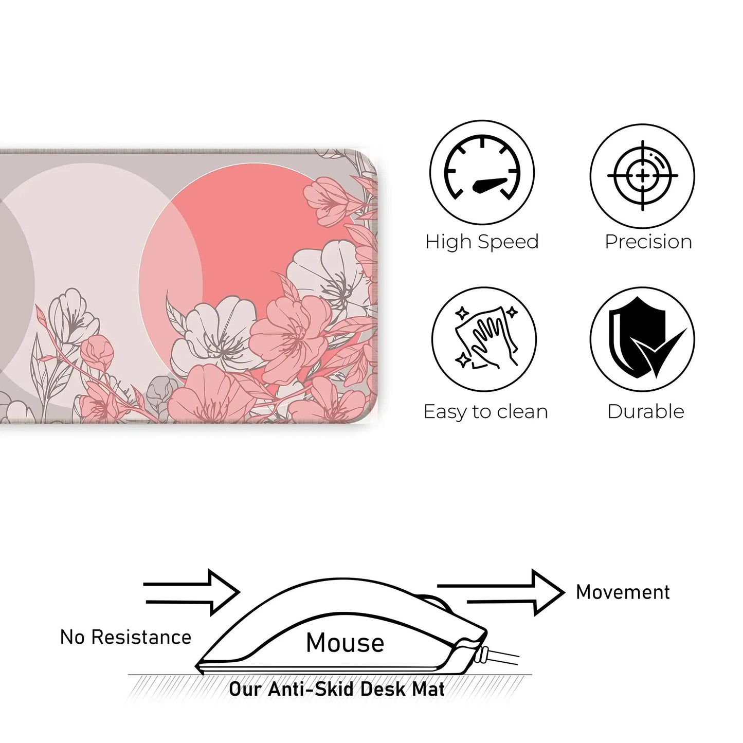 Sakura Circles - Peach - E-XL Mousepad