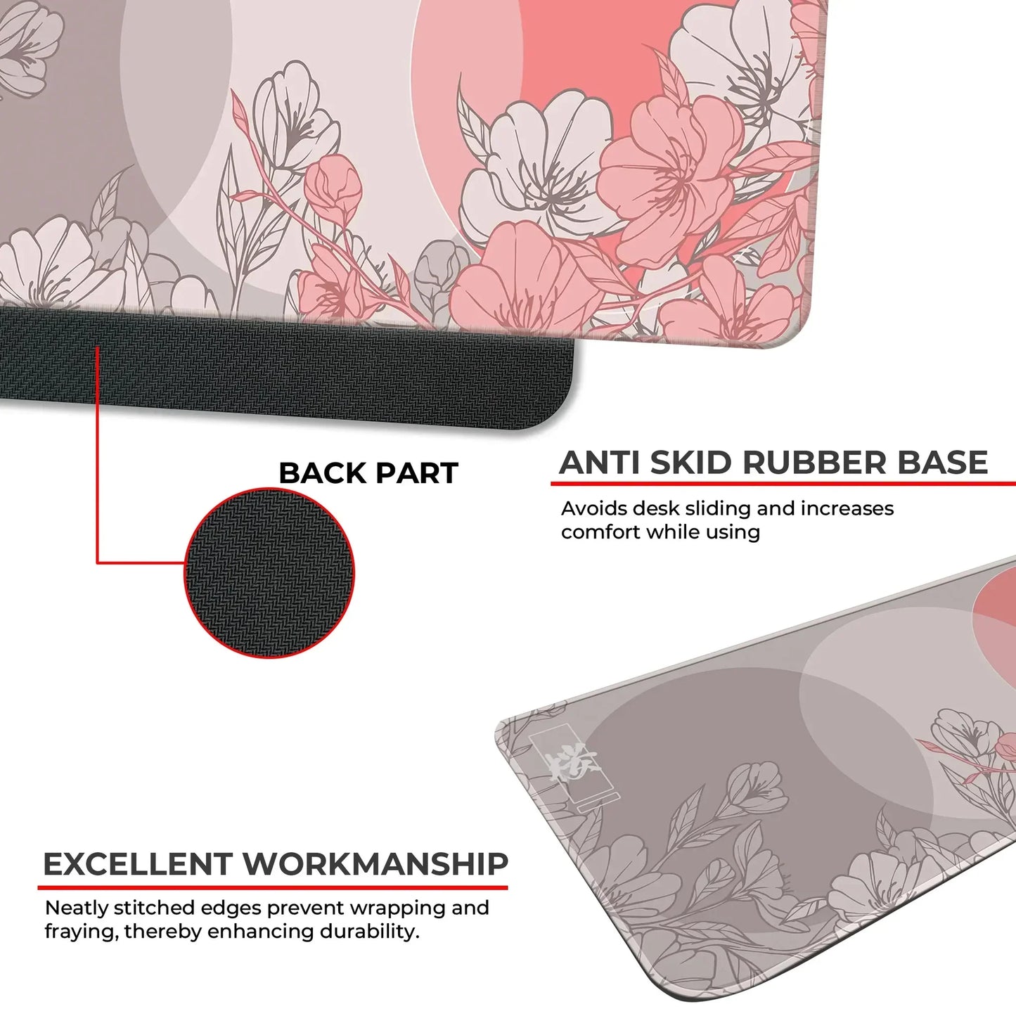 Sakura Circles - Peach - E-XL Mousepad