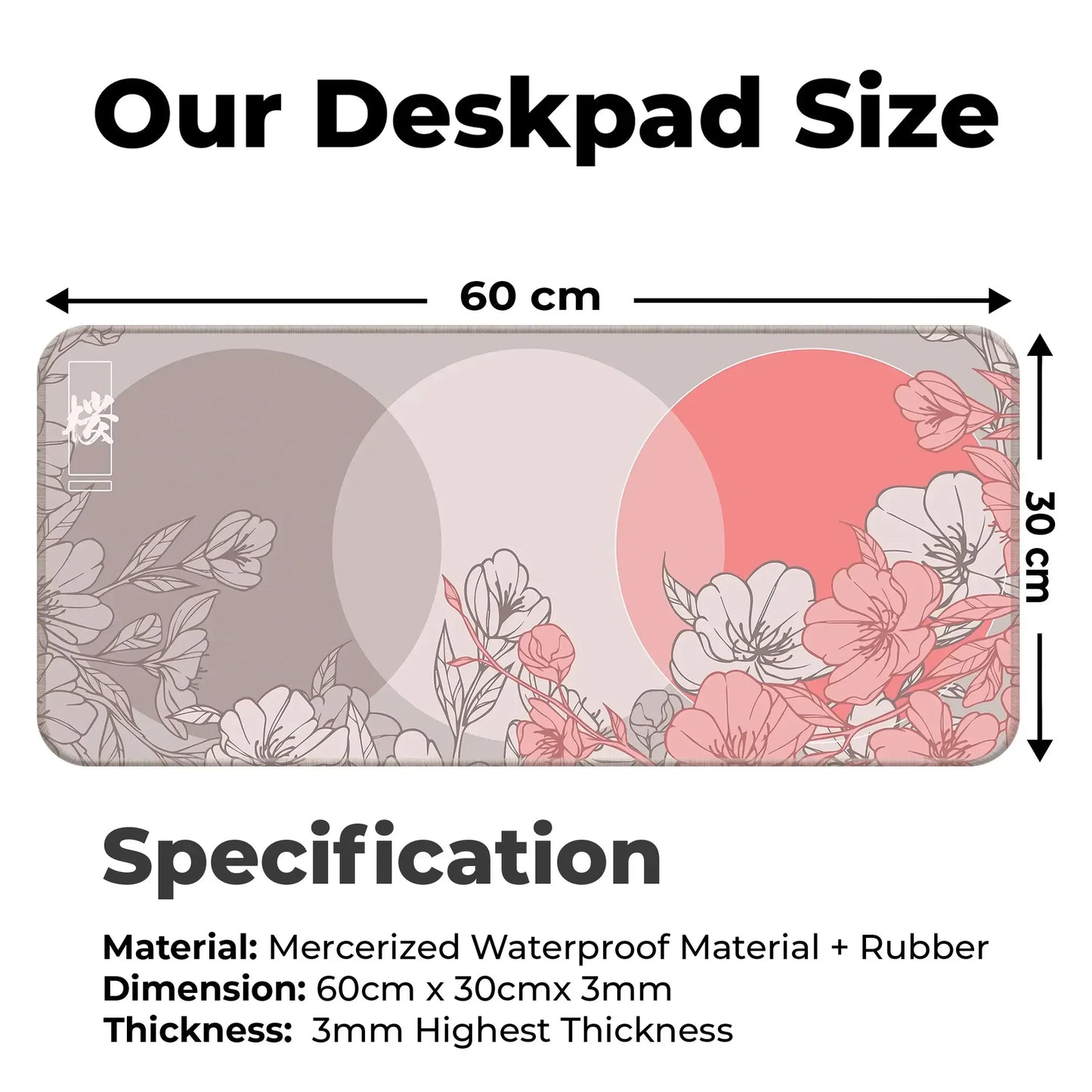 Sakura Circles - Peach - XL Mousepad