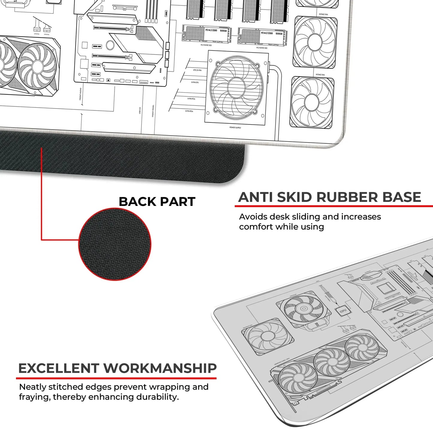PC Building Guide - White - XL Mousepad