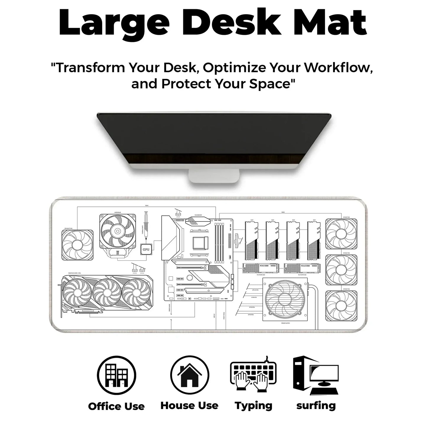 PC Building Guide - White - E-XL Mousepad