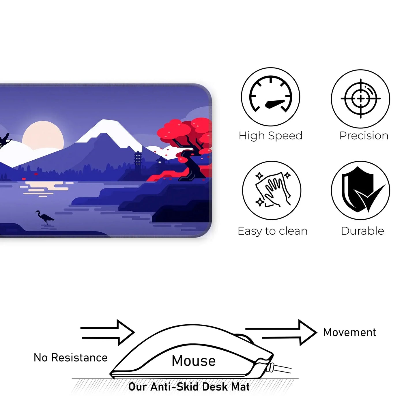 Mountains Art - Purple - E-XL Mousepad