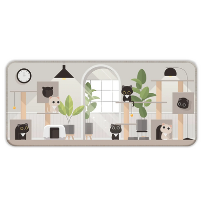 Playing Black Kittens - Grey - E-XL Mousepad