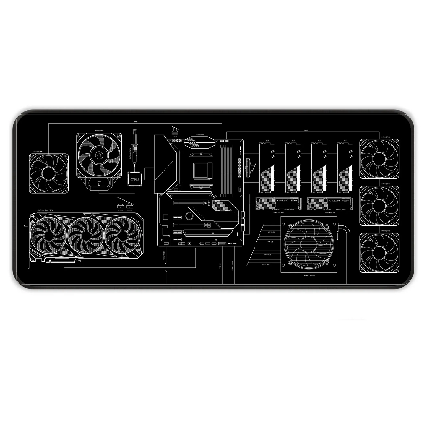 PC Building Guide - Black - E-XL Mousepad