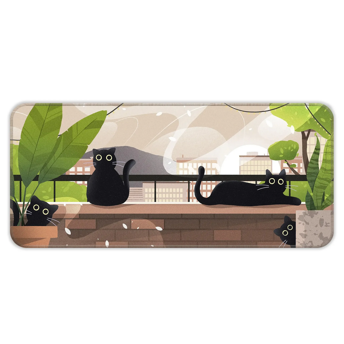 Relaxed Black Kittens - Green - XXL Mousepad