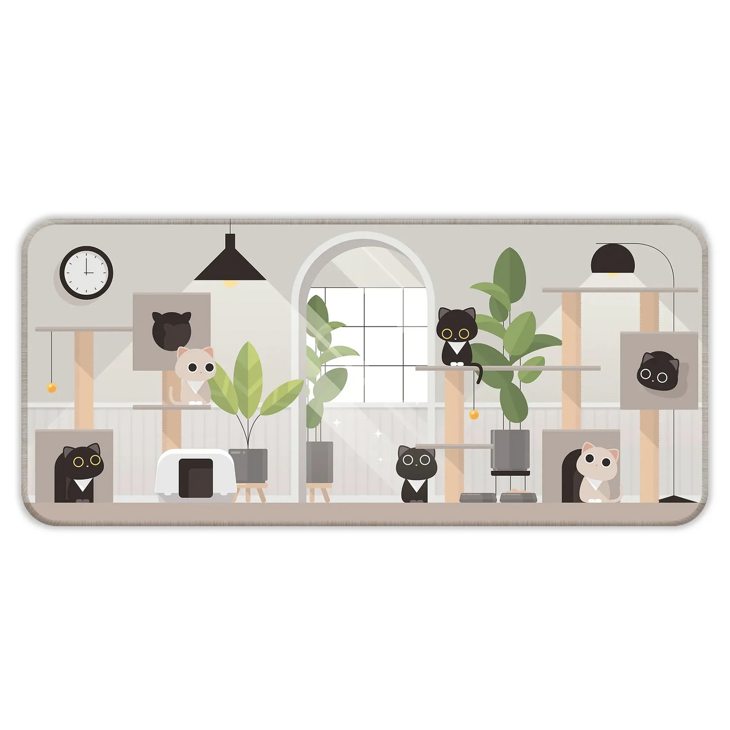 Playing Black Kittens - Grey - XL Mousepad