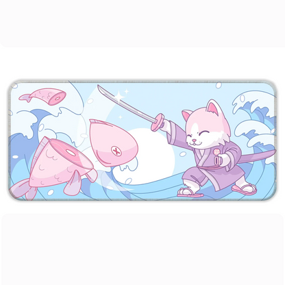 Japanese Cat - Blue - E-XL Mousepad