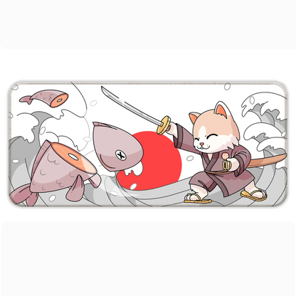 Japanese Cat - White - XXL Mousepad